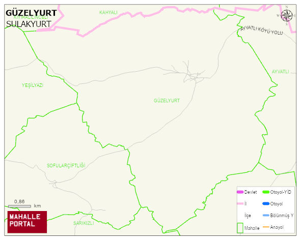 GÜZELYURT Köyü Haritası | Dağlar, Ovalar ve Akarsu Bilgileri