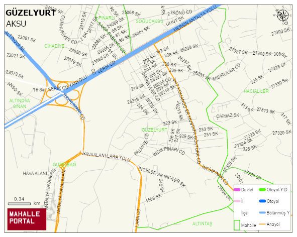 GÜZELYURT Mahallesi Haritası | Mahalle ve Köy Sınırı