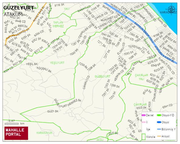 GÜZELYURT Mahallesi Haritası | Yükselti ve Doğa Özellikleri