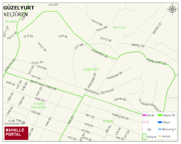 GÜZELYURT Mahallesi Haritası | Mahalle ve Köy Sınırı