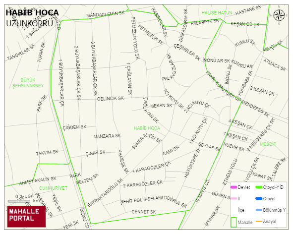 HABİB HOCA Mahallesi Haritası | Coğrafi Yapı ve Detaylı Haritası