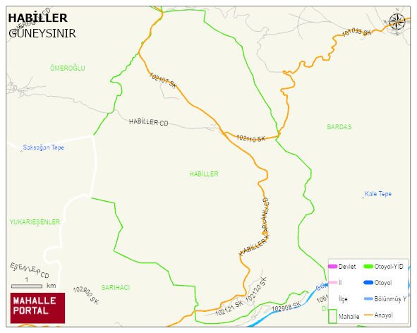 HABİLLER Mahallesi Haritası | Dağlar, Ovalar ve Akarsu Bilgileri