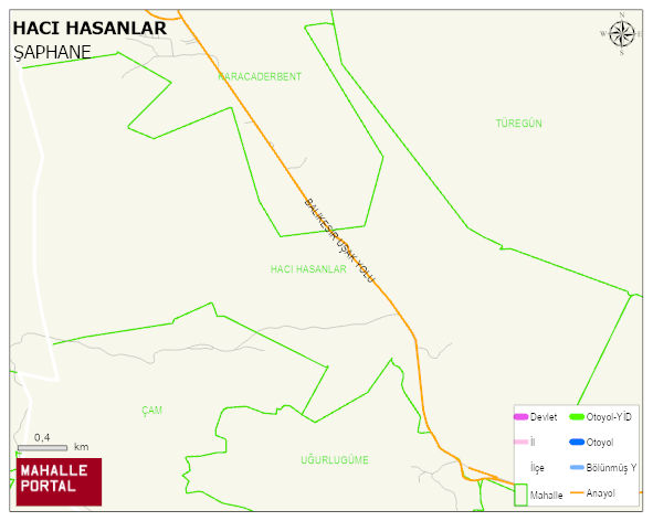 HACI HASANLAR Mahallesi Haritası | Mahalle ve Köy Sınırı