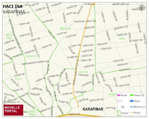 HACI İSA Mahallesi Haritası | Mahalle ve Köy Sınırı