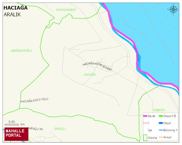 HACIAĞA Köyü Haritası | Dağlar, Ovalar ve Akarsu Bilgileri