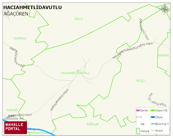 HACIAHMETLİDAVUTLU Köyü Haritası | Mahalle ve Köy Sınırı
