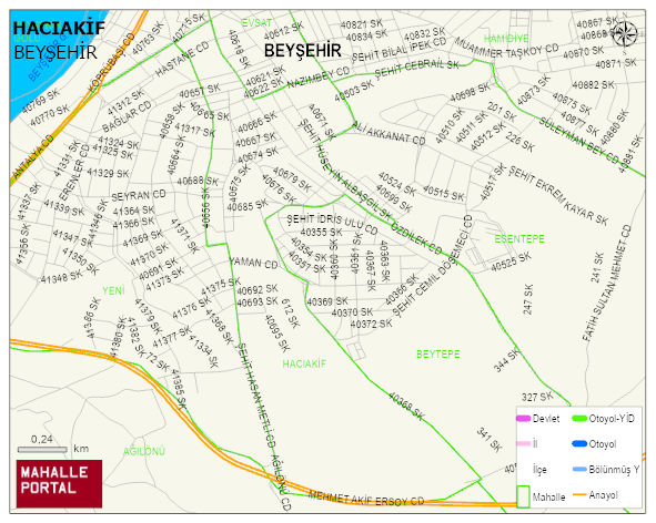 HACIAKİF Mahallesi Haritası | Yükselti ve Doğa Özellikleri