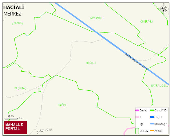 HACIALİ Köyü Haritası | Mahalle ve Köy Sınırı