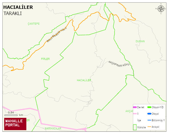 HACIALİLER Mahallesi Haritası | Mahalle ve Köy Sınırı
