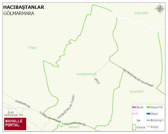 HACIBAŞTANLAR Mahallesi Haritası | Yükselti ve Doğa Özellikleri