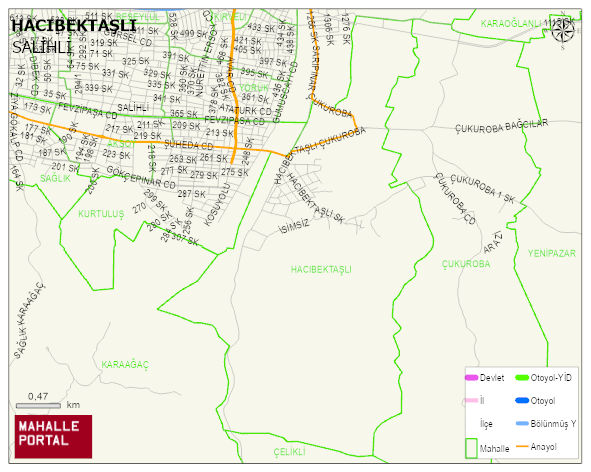 HACIBEKTAŞLI Mahallesi Haritası | Mahalle ve Köy Sınırı