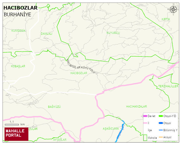 HACIBOZLAR Mahallesi Haritası | Dağlar, Ovalar ve Akarsu Bilgileri