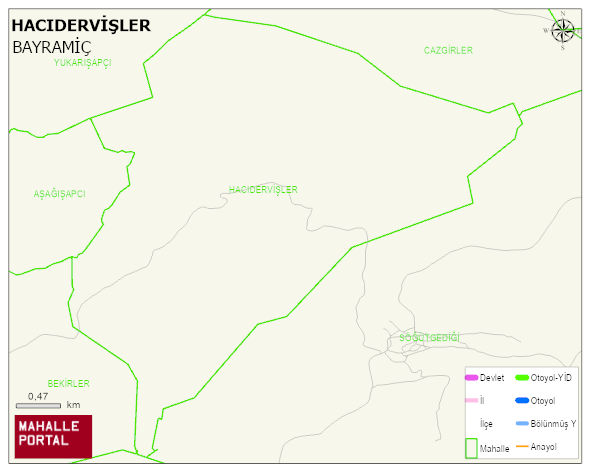 HACIDERVİŞLER Köyü Haritası | Detaylı Köy ve Mahalle Görünümü