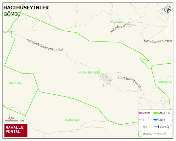HACIHÜSEYİNLER Mahallesi Haritası | Sayısal Bölge Görünümü