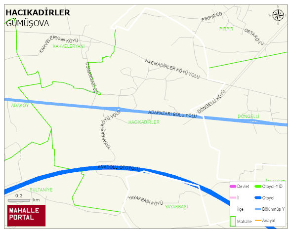 HACIKADİRLER Köyü Haritası | Dağlar, Ovalar ve Akarsu Bilgileri