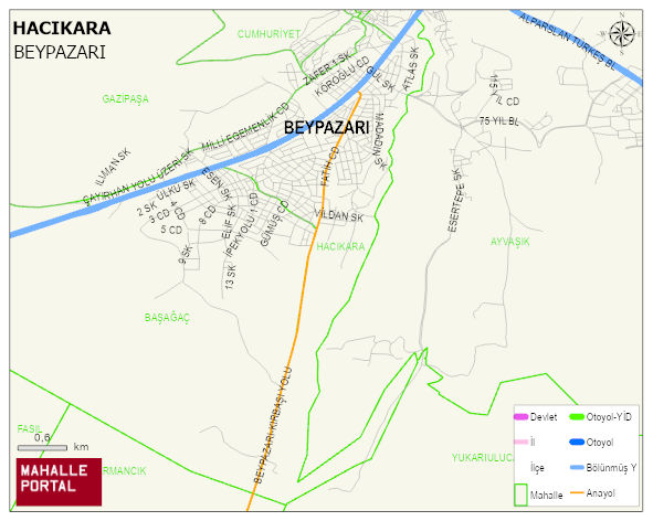 HACIKARA Mahallesi Haritası | Yükselti ve Doğa Özellikleri