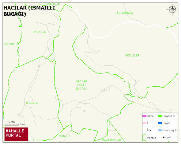 HACILAR (İSMAİLLİ BUCAĞI) Mahallesi Haritası | Mahalle ve Köy Sınırı
