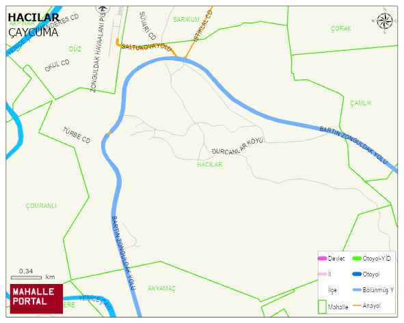 HACILAR Köyü Haritası | Dağlar, Ovalar ve Akarsu Bilgileri
