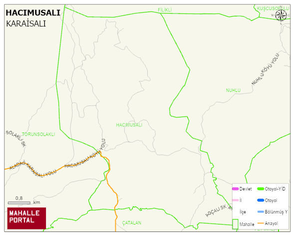 HACIMUSALI Mahallesi Haritası | Yükselti ve Doğa Özellikleri