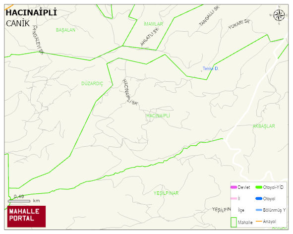 HACINAİPLİ Mahallesi Haritası | Coğrafi Yapı ve Detaylı Haritası