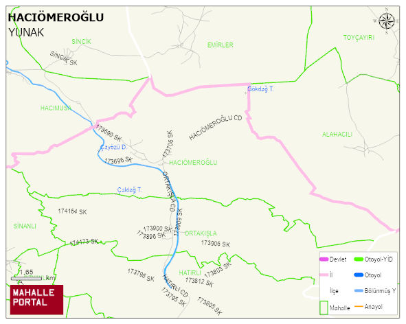 HACIÖMEROĞLU Mahallesi Haritası | Dağlar, Ovalar ve Akarsu Bilgileri