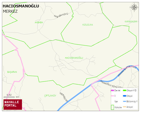 HACIOSMANOĞLU Köyü Haritası | Sayısal Bölge Görünümü