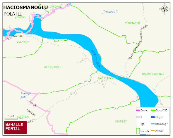 HACIOSMANOĞLU Mahallesi Haritası | Yükselti ve Doğa Özellikleri