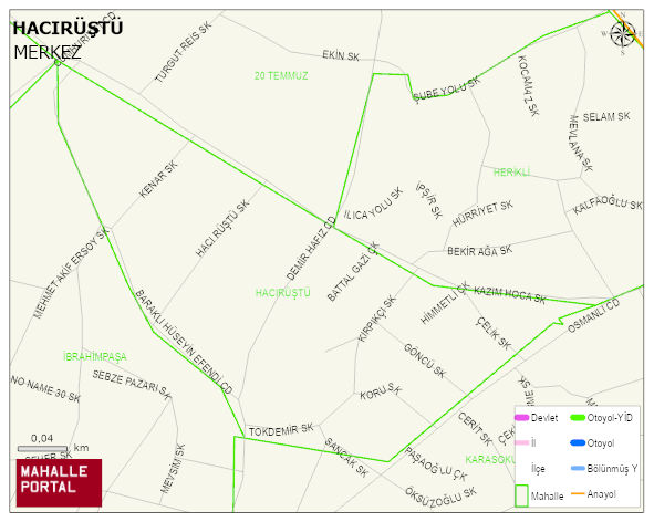 HACIRÜŞTÜ Mahallesi Haritası | Coğrafi Yapı ve Detaylı Haritası