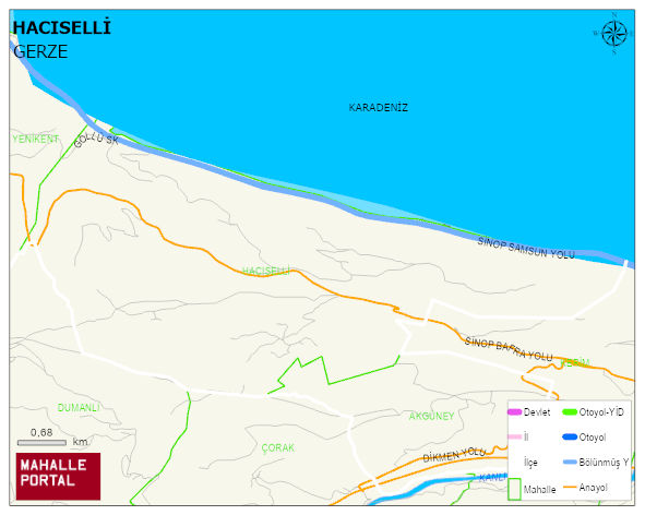 HACISELLİ Köyü Haritası | Mahalle ve Köy Sınırı