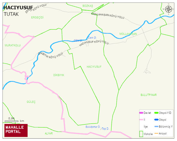 HACIYUSUF Köyü Haritası | Dağlar, Ovalar ve Akarsu Bilgileri