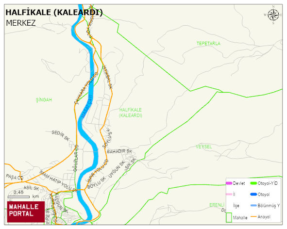 HALFİKALE (KALEARDI) Mahallesi Haritası | Mahalle ve Köy Sınırı