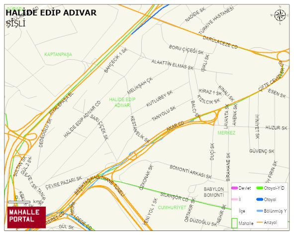HALİDE EDİP ADIVAR Mahallesi Haritası | Mahalle ve Köy Sınırı