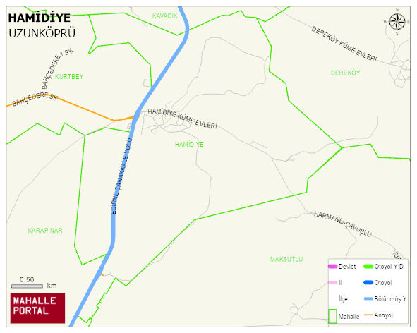 HAMİDİYE Köyü Haritası | Mahalle ve Köy Sınırı