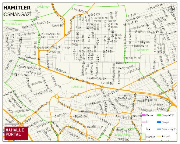 HAMİTLER Mahallesi Haritası | Mahalle ve Köy Sınırı