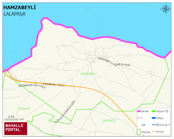 HAMZABEYLİ Köyü Haritası | Yükselti ve Doğa Özellikleri