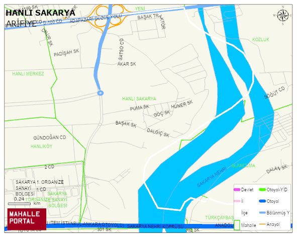 HANLI SAKARYA Mahallesi Haritası | Mahalle ve Köy Sınırı