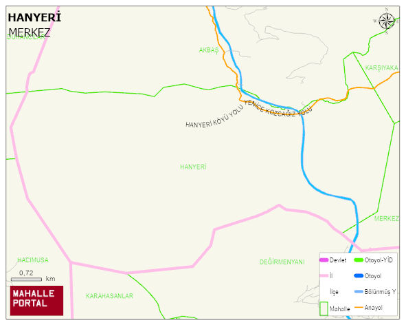HANYERİ Köyü Haritası | Detaylı Köy ve Mahalle Görünümü