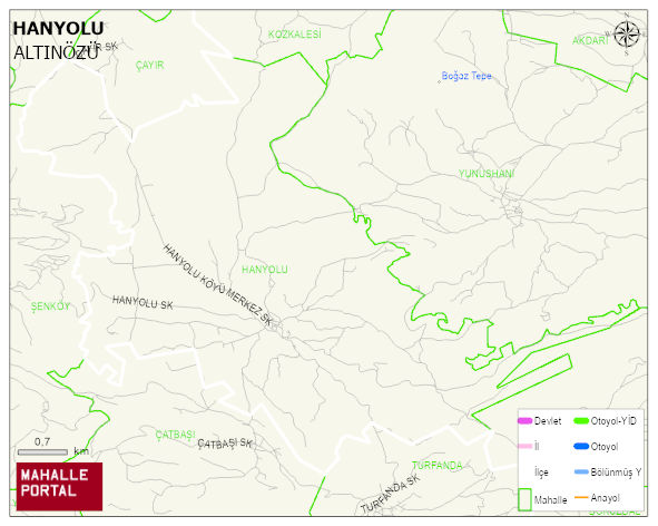 HANYOLU Mahallesi Haritası | Yükselti ve Doğa Özellikleri