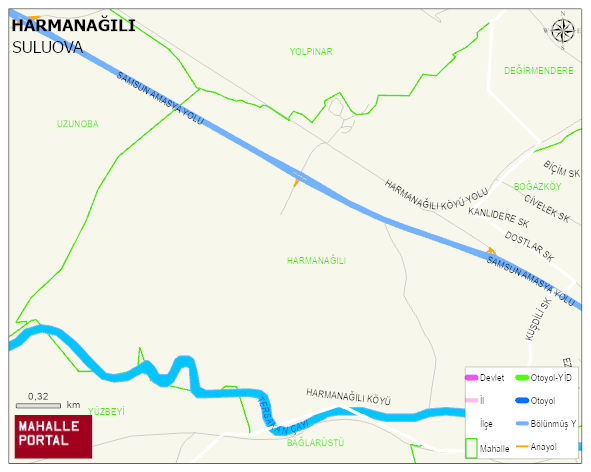 HARMANAĞILI Köyü Haritası | Mahalle ve Köy Sınırı