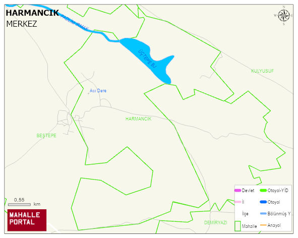 HARMANCIK Köyü Haritası | Dağlar, Ovalar ve Akarsu Bilgileri