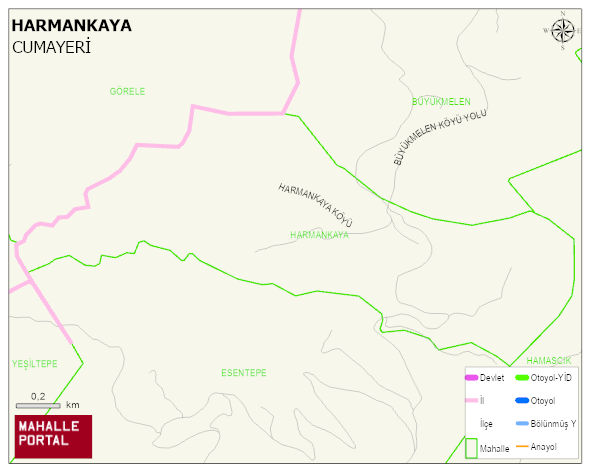 HARMANKAYA Köyü Haritası | Coğrafi Yapı ve Detaylı Haritası