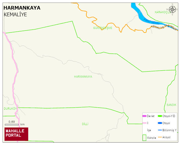 HARMANKAYA Köyü Haritası | Yükselti ve Doğa Özellikleri