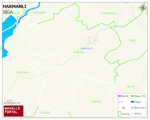 HARMANLI Köyü Haritası | Mahalle ve Köy Sınırı