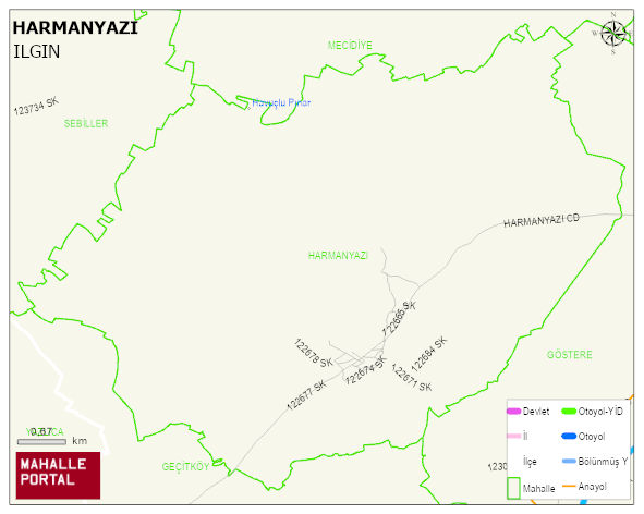 HARMANYAZI Mahallesi Haritası | Coğrafi Yapı ve Detaylı Haritası