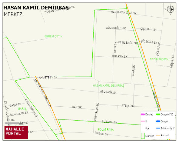 HASAN KAMİL DEMİRBAŞ Mahallesi Haritası | Sayısal Bölge Görünümü