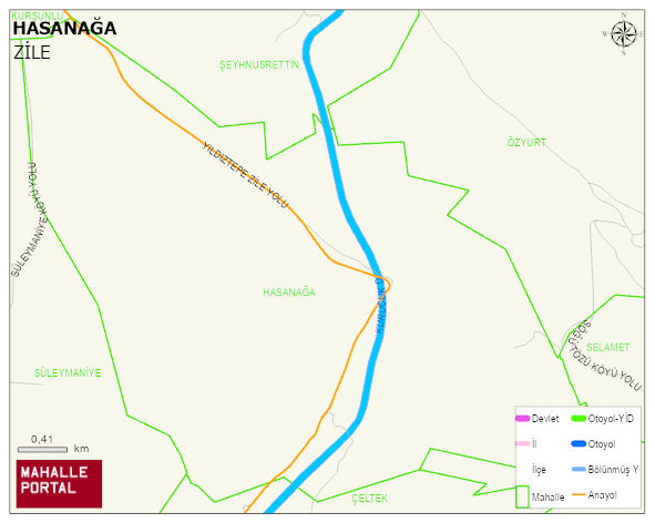 HASANAĞA Köyü Haritası | Dağlar, Ovalar ve Akarsu Bilgileri