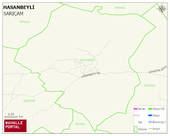 HASANBEYLİ Mahallesi Haritası | Dağlar, Ovalar ve Akarsu Bilgileri