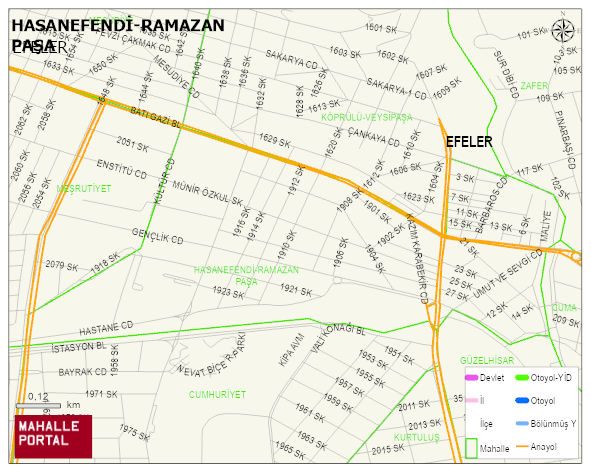 HASANEFENDİ-RAMAZAN PAŞA Mahallesi Haritası | Dağlar, Ovalar ve Akarsu Bilgileri