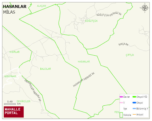 HASANLAR Mahallesi Haritası | Güncel Mahalle ve Köy Haritası