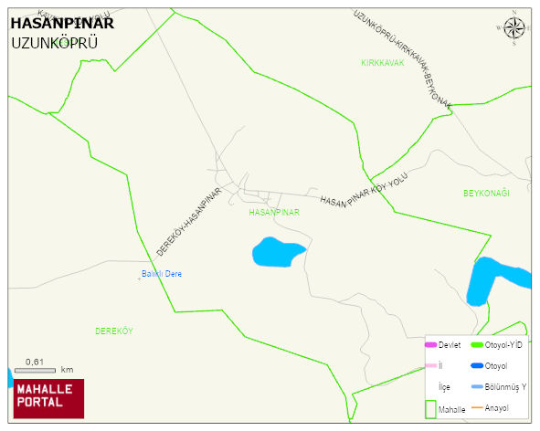 HASANPINAR Köyü Haritası | Dağlar, Ovalar ve Akarsu Bilgileri